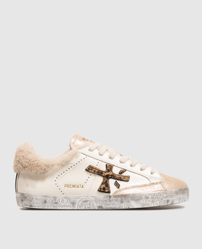 Premiata Steven white leather sneakers with fur STEVEND7606M