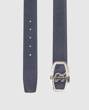 Stefano Ricci Blue suede belt with monogram logo N381SDC573P