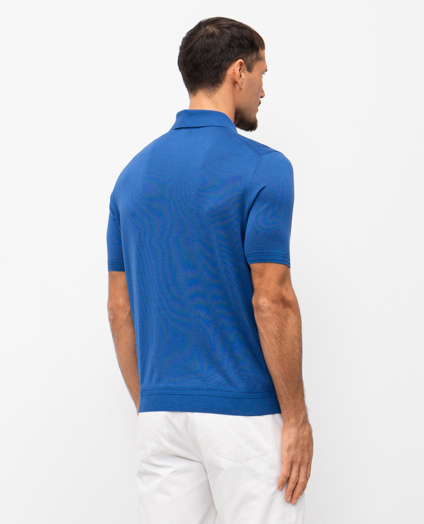 

Blue silk polo shirt with monogram logo Stefano Ricci