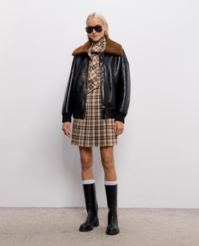 Twinset Black glossy sheepskin-effect jacket 262AP2180
