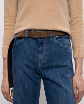 Dondup Brown suede belt with logo engraving WC326PL0671DXXX