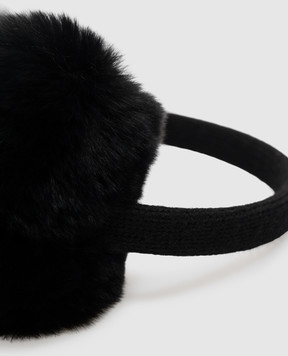 Yves Salomon Enfant Children's black rabbit fur headphones 24WEA008XXREXX