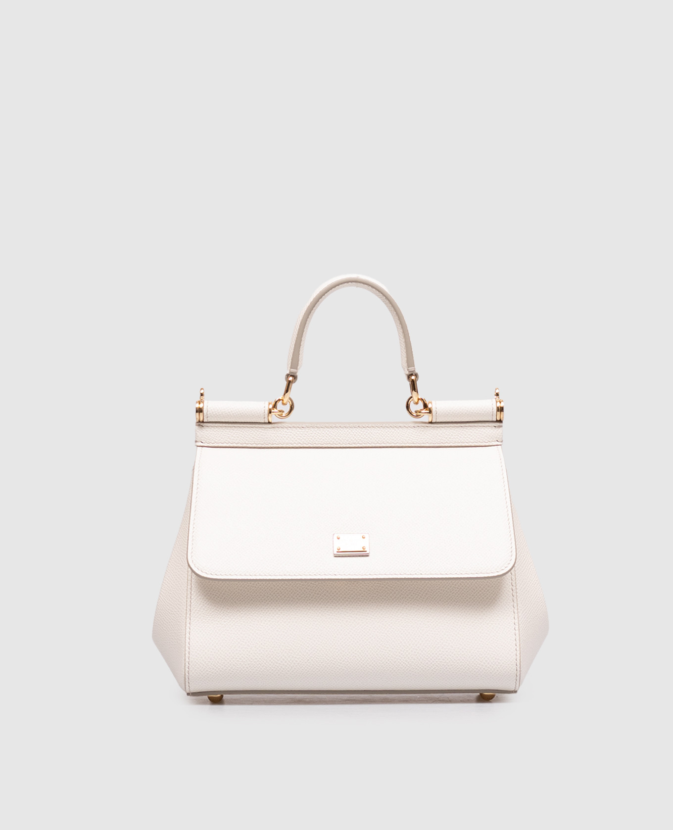 Sicily white leather bag with logo