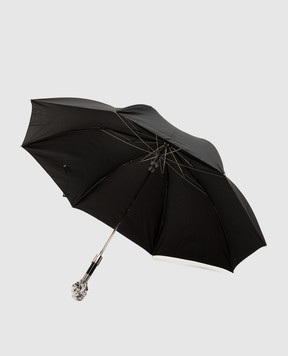 Pasotti Silver Lion black folding umbrella OMITUO64SRASO67681