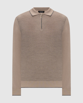 Stefano Ricci Beige wool, silk and cashmere polo shirt K202027P30F26395