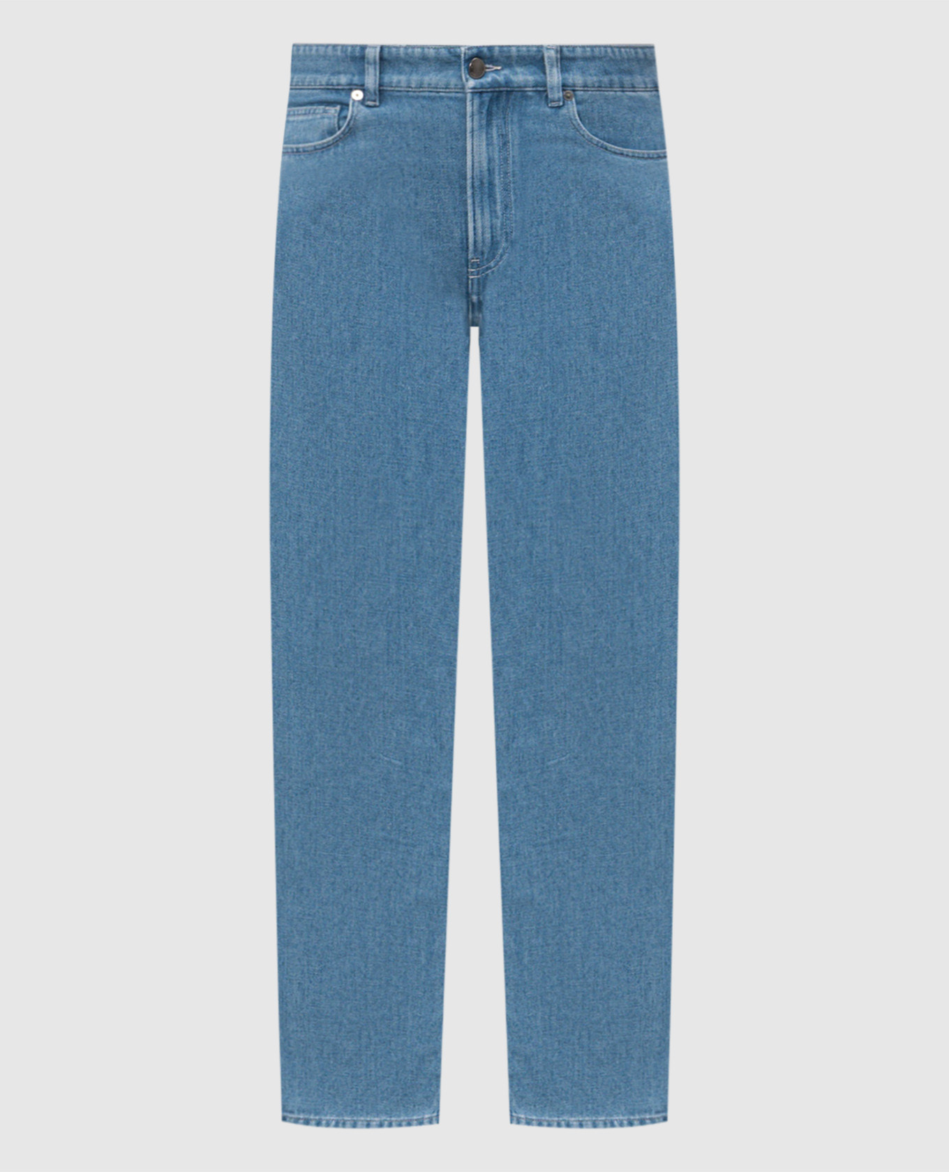 

Blue linen jeans with logo patch Agnona