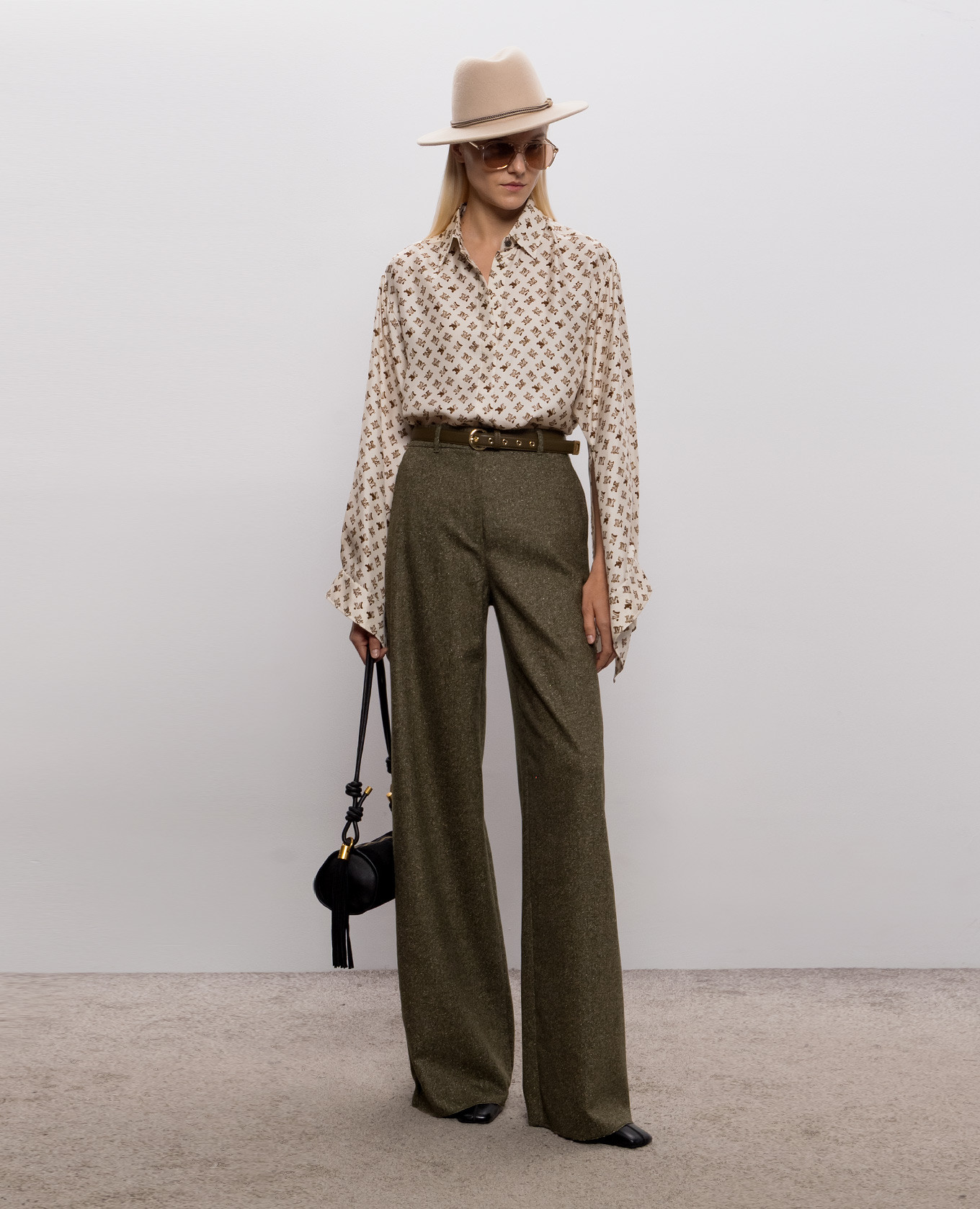 GIOIA khaki wool and silk pants Max Mara 2