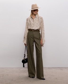 Max Mara GIOIA khaki wool and silk pants MSTGIOIA