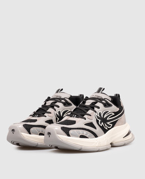 Palm Angels Grey Runner combo sneakers PMIA10TS26LEA001