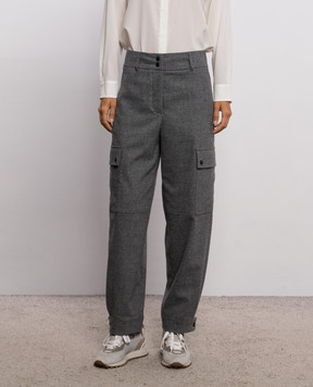 Peserico Gray cargo pants with wool P0494301948
