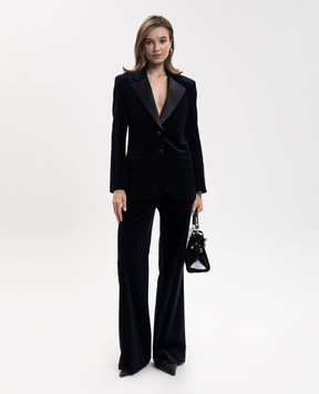 Victoria Beckham Blue velvet flared pants Alina 1126WTR007243B