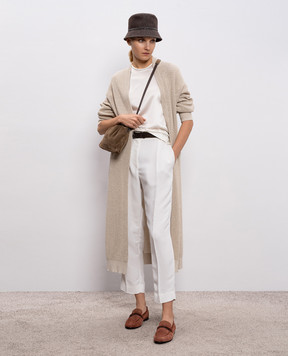 Brunello Cucinelli White silk top with monil chain M0C59DE310