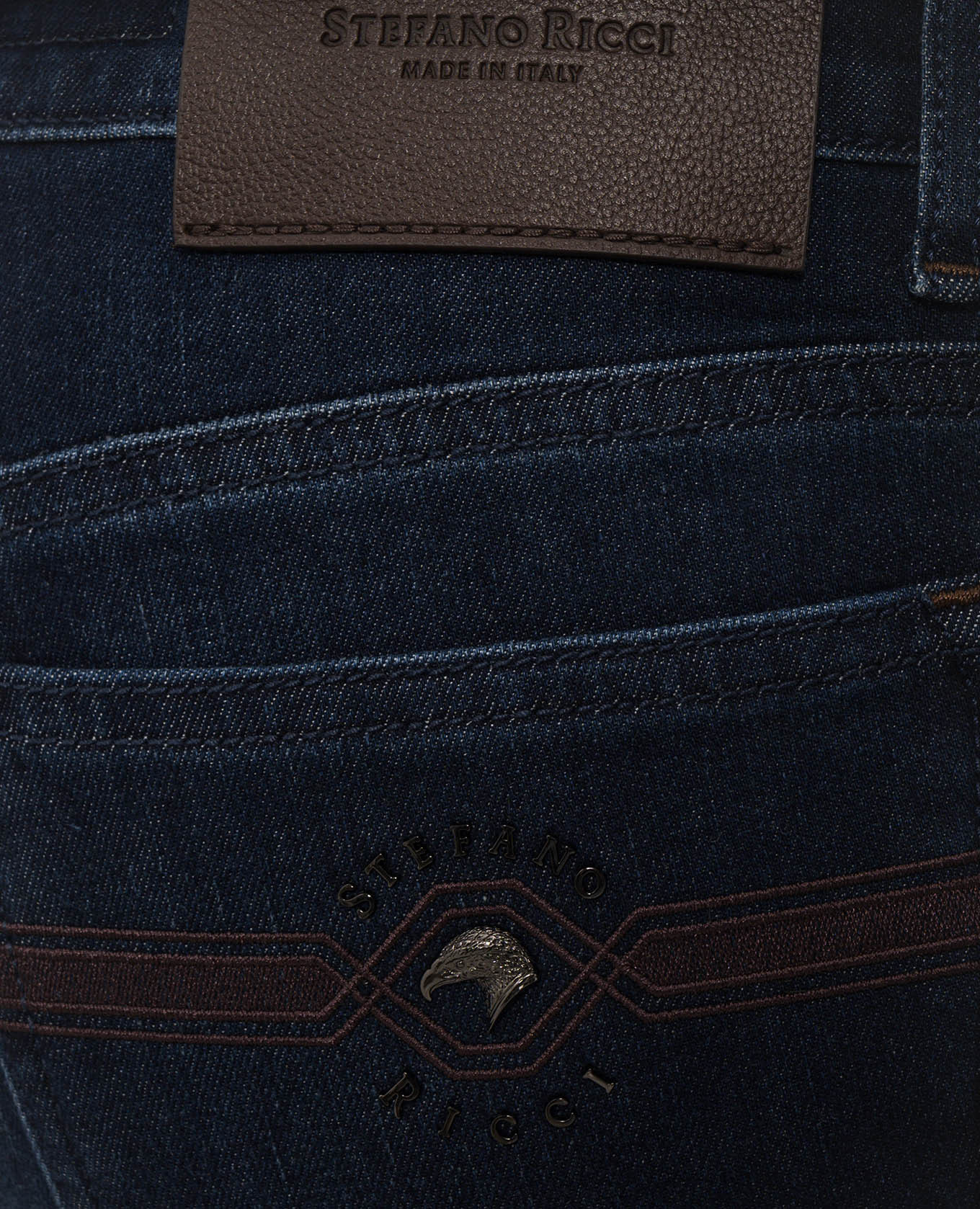 Blue jeans with textured emblem Stefano Ricci 5