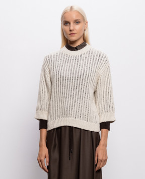 Peserico Beige openwork jumper with alpaca wool A99221F03E9196