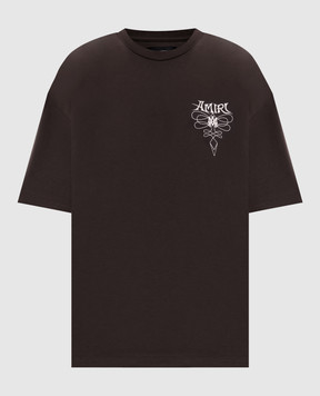 AMIRI Brown T-shirt with logo print AM426JR006