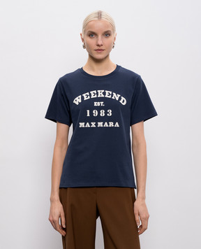 Max Mara Weekend TENUE blue T-shirt with textured logo WKDTENUE