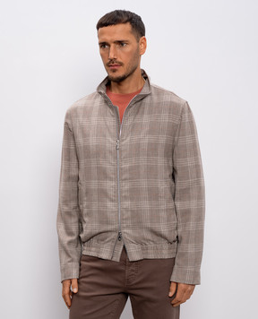 Brunello Cucinelli Beige checked wool, silk and linen jacket MZ4306580