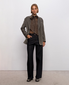 Brunello Cucinelli Brown printed silk blouse MG961M2Z16