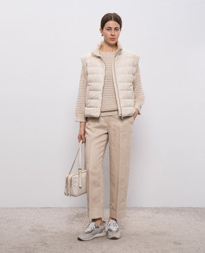 Peserico Beige down vest with monil chain A0346006957