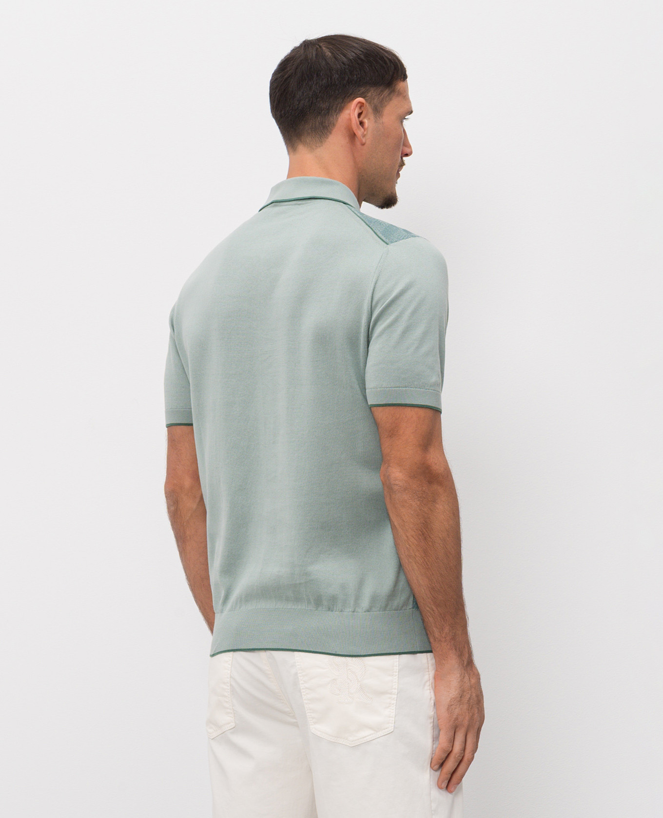 Green silk polo with zipper Stefano Ricci 4