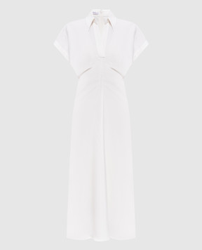 Brunello Cucinelli White linen dress with monil chain MH126A5426