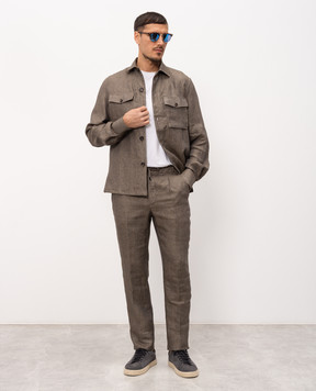 Enrico Mandelli Brown linen shirt SAHAR26101