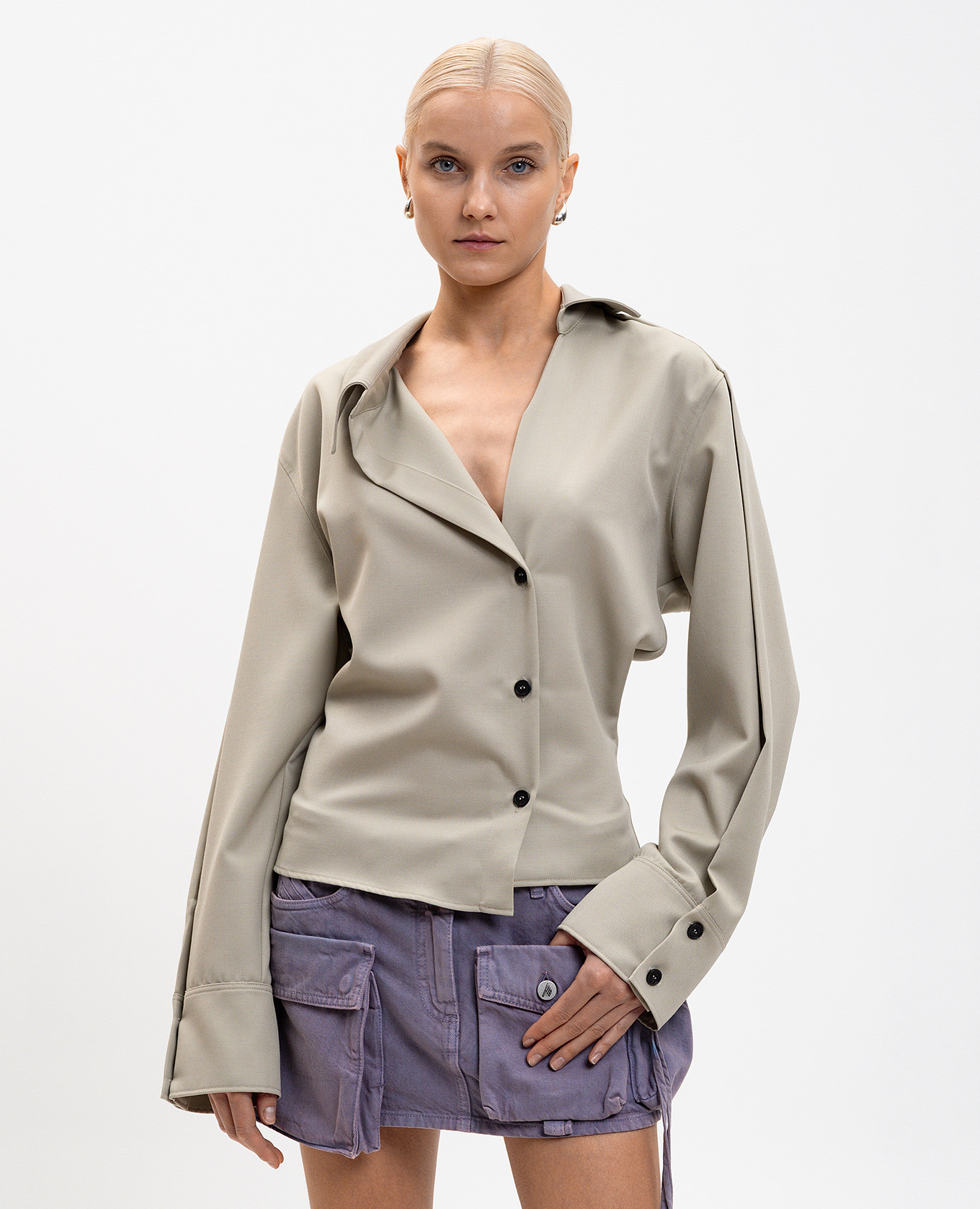 

Khaki shirt with logo The Attico