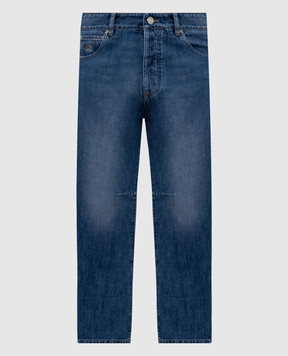 Brunello Cucinelli Blue jeans with logo patch M0Z37X1290