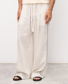 Dolce&Gabbana Ivory striped linen pants GP1N9TFBMF1