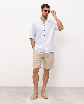 Officina 36 Blue shirt with linen 0335800567