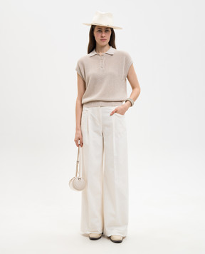 Peserico Ivory branded patch trousers P04726TS07956