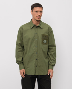 Dolce&Gabbana Khaki shirt with monogram logo patch G5OE4ZFUFN9