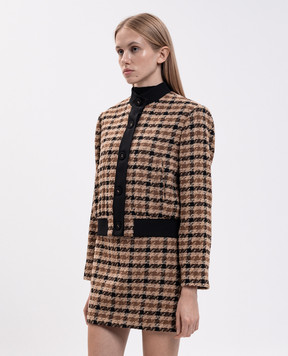 Twinset Brown tweed jacket with checked wool 262TT2350