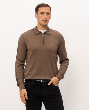 Stefano Ricci Brown silk and wool polo shirt K606432Z45F26319