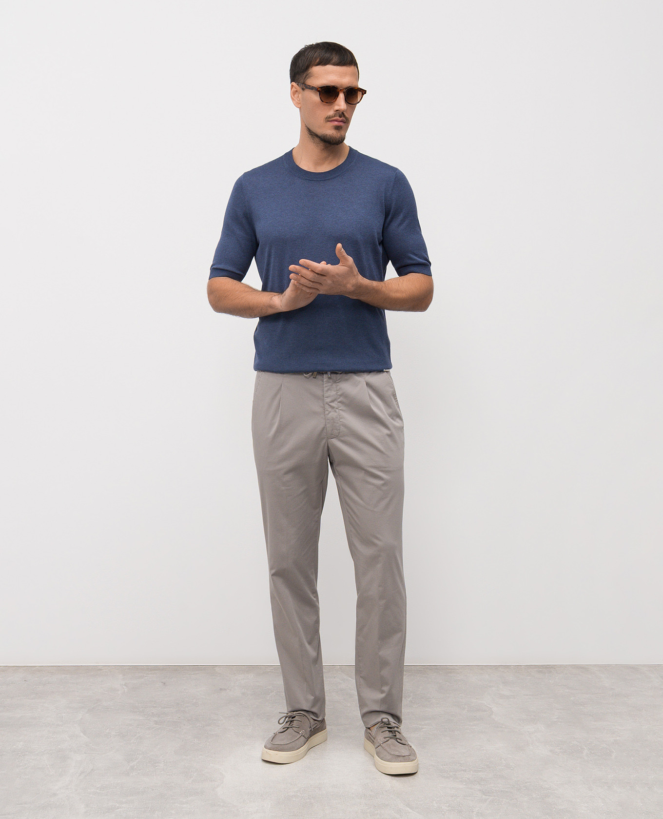 

Blue silk T-shirt with logo Enrico Mandelli