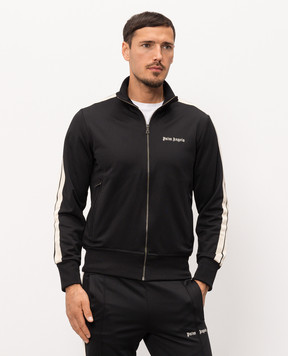 Palm Angels Black sports jacket with logo embroidery PMBD058S26FAB001