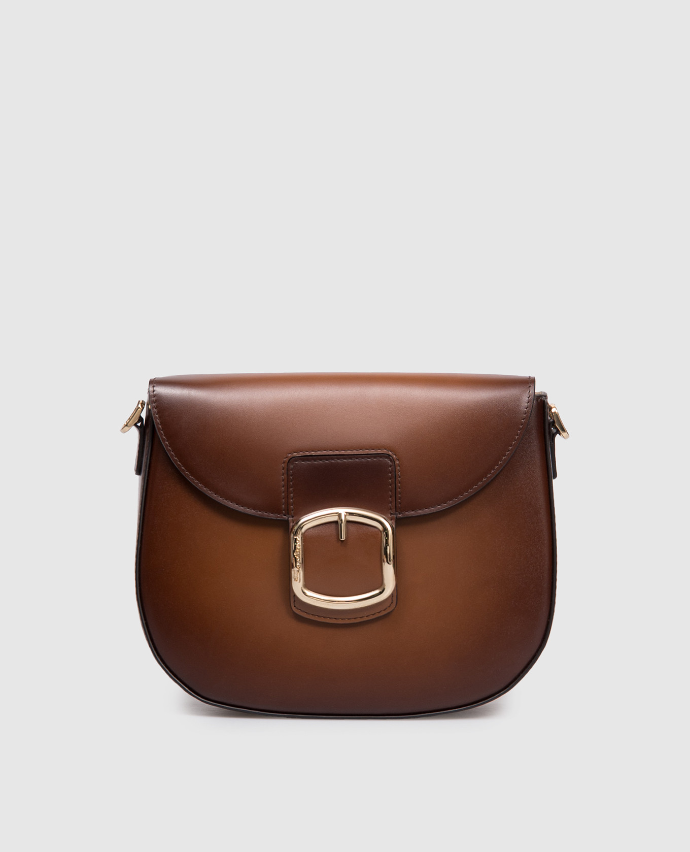 

Brown leather messenger bag with a degraded effect Santoni