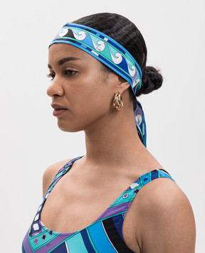 PUCCI Blue printed silk twill ribbon 6HGB236HC06