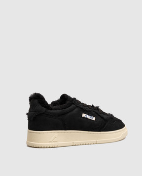 AUTRY Black suede MEDALIST sneakers with fur AULMGX04