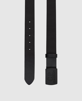 C.P. Company Black leather belt with logo engraving MAC301A110522A