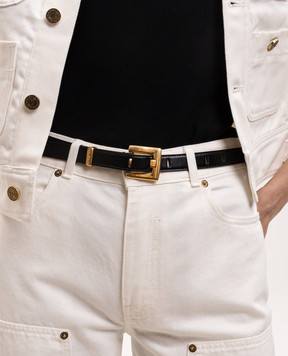 Balmain Anthem Black Leather Belt with Logo GN0WJ191LSLX