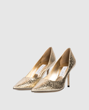 Jimmy Choo Love gold leather shoes with reptile leather embossing LOVE85EGV