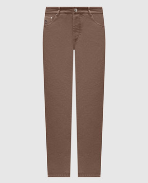 Brunello Cucinelli Brown jeans with logo patch M277PX1290