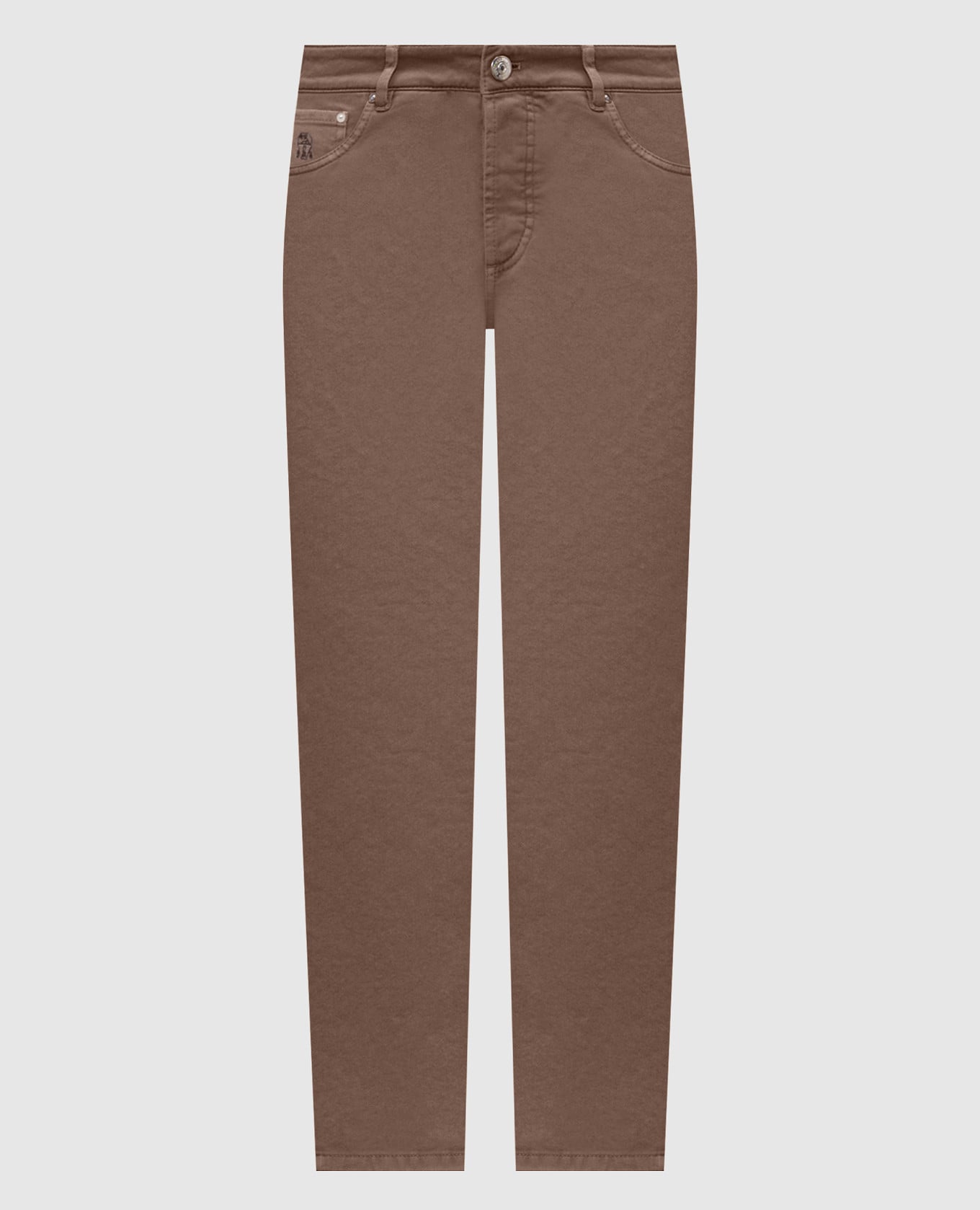 Brown jeans with logo patch