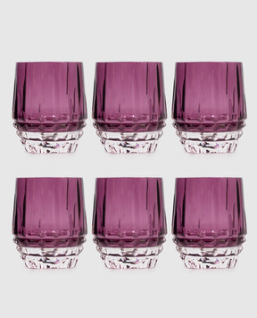 La Reine Set of purple crystal glasses DIAMOND 6 pcs DOFDIAMOND