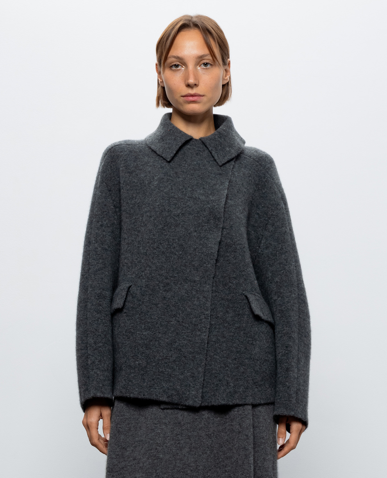 Gray cropped coat BOBOUTIC 3