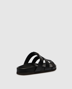 Valentino Black leather flip-flops with logo 8Y2S0M95BEK