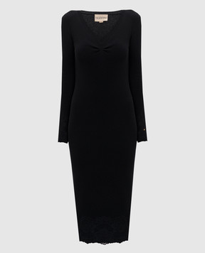 Valentino Black cashmere midi dress 7B0KD14L9SH