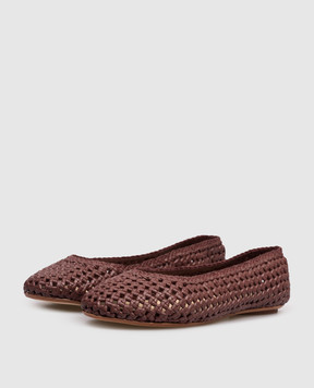 Dragon Burgundy leather braided ballet flats DGS65106