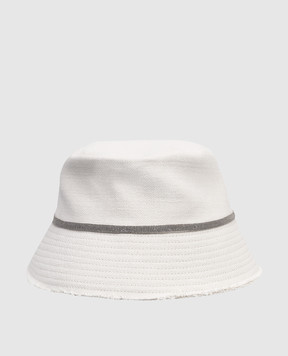Brunello Cucinelli Children's white linen panama hat with monil chain BR858W047B